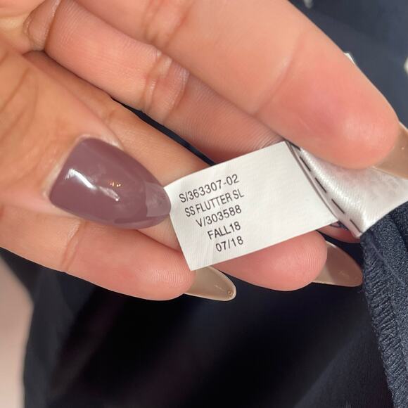 Banana Republic A-Line Dress Womens Size 0 Navy Blue Tonal Stitched Short Sleeve - Picture 9 of 10